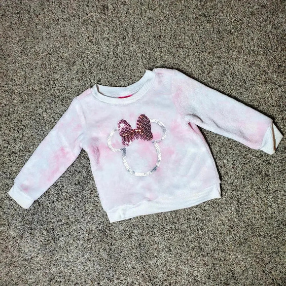 Disney Junior Pink Minnie Mouse Fleece Pullover Sweatshirt 18m - Picture 2 of 9